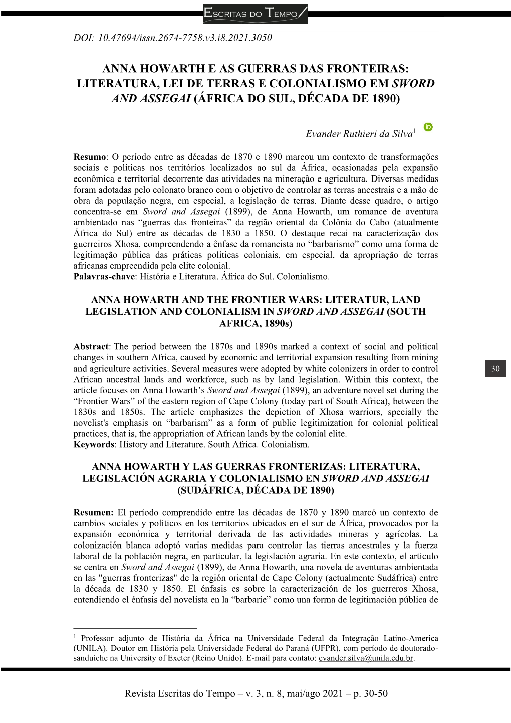 Literatura, Lei De Terras E Colonialismo Em Sword and Assegai (África Do Sul, Década De 1890)