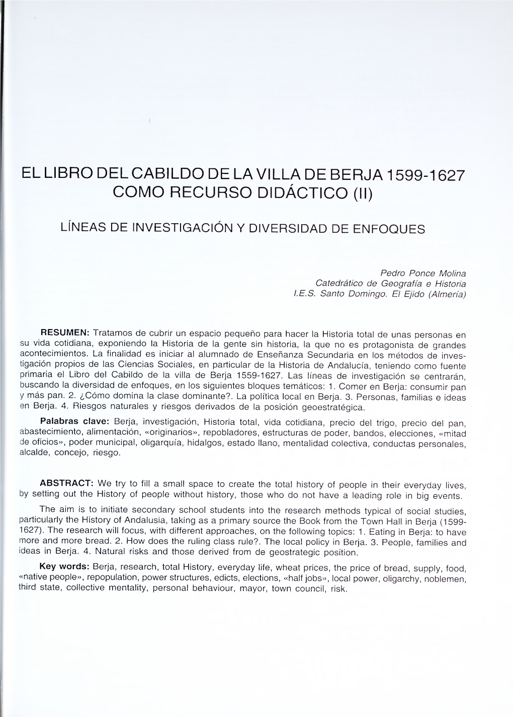 El Libro Del Cabildo Dela Villa De Berja1599-1627 Como Recurso Didáctico (Ii)