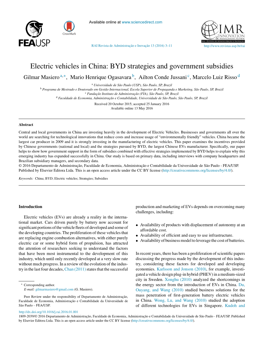 Electric Vehicles in China: BYD Strategies and Government Subsidies