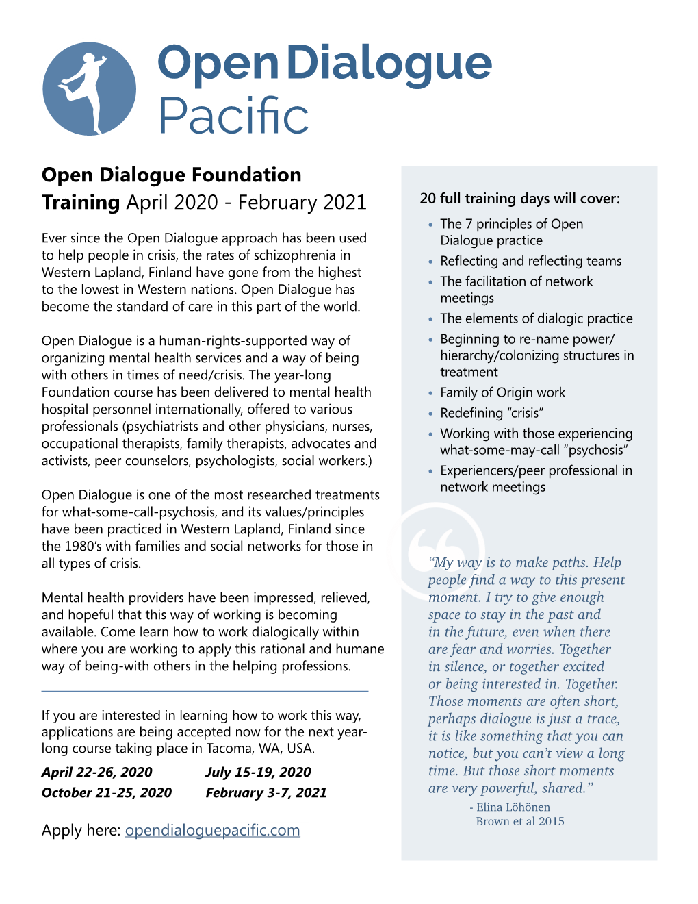 Open Dialogue Foundation Training April 2020