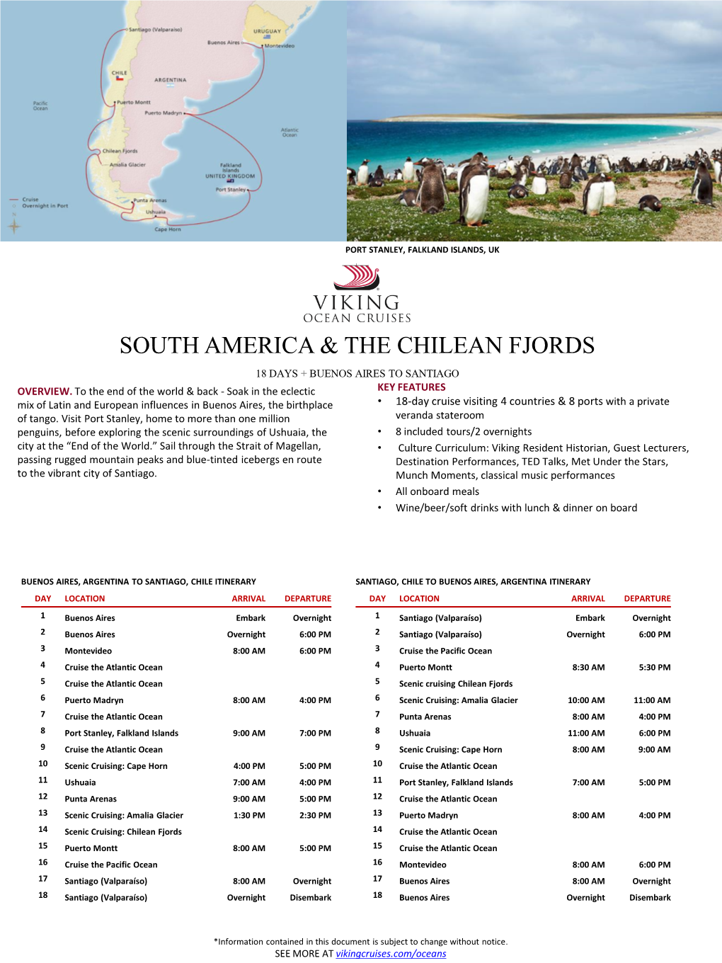 South America & the Chilean Fjords