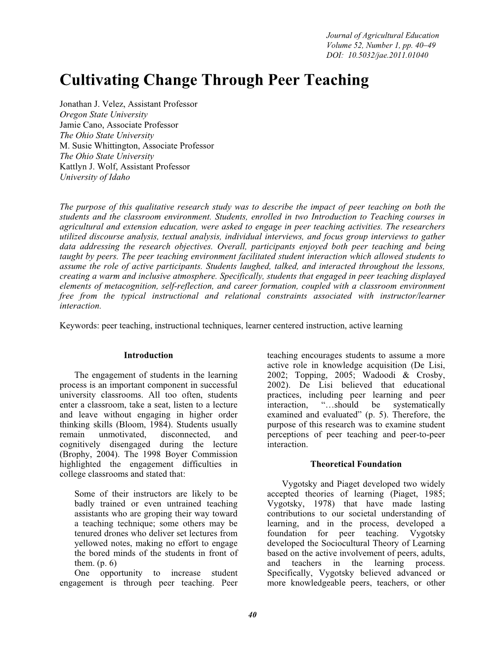 Cultivating Change Through Peer Teaching