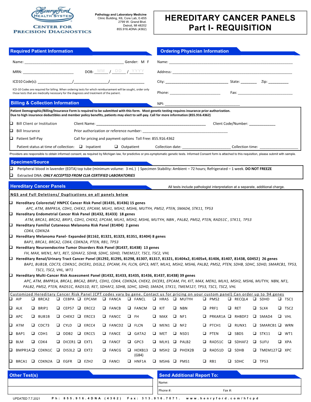 HEREDITARY CANCER PANELS Part I