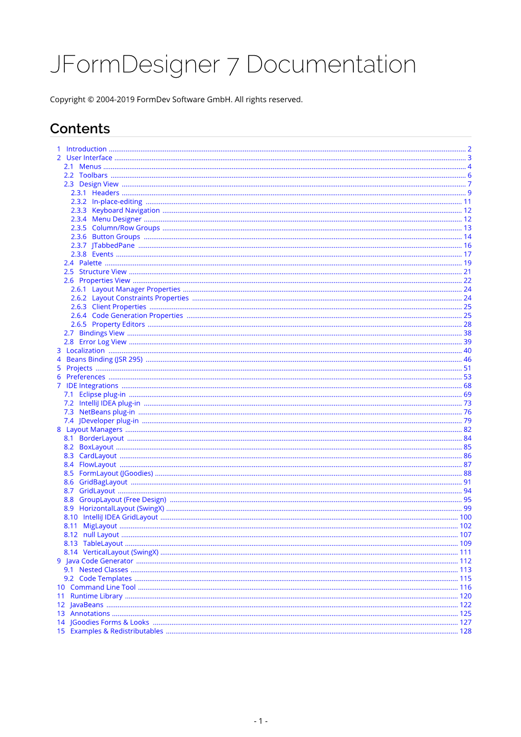 Jformdesigner 7 Documentation