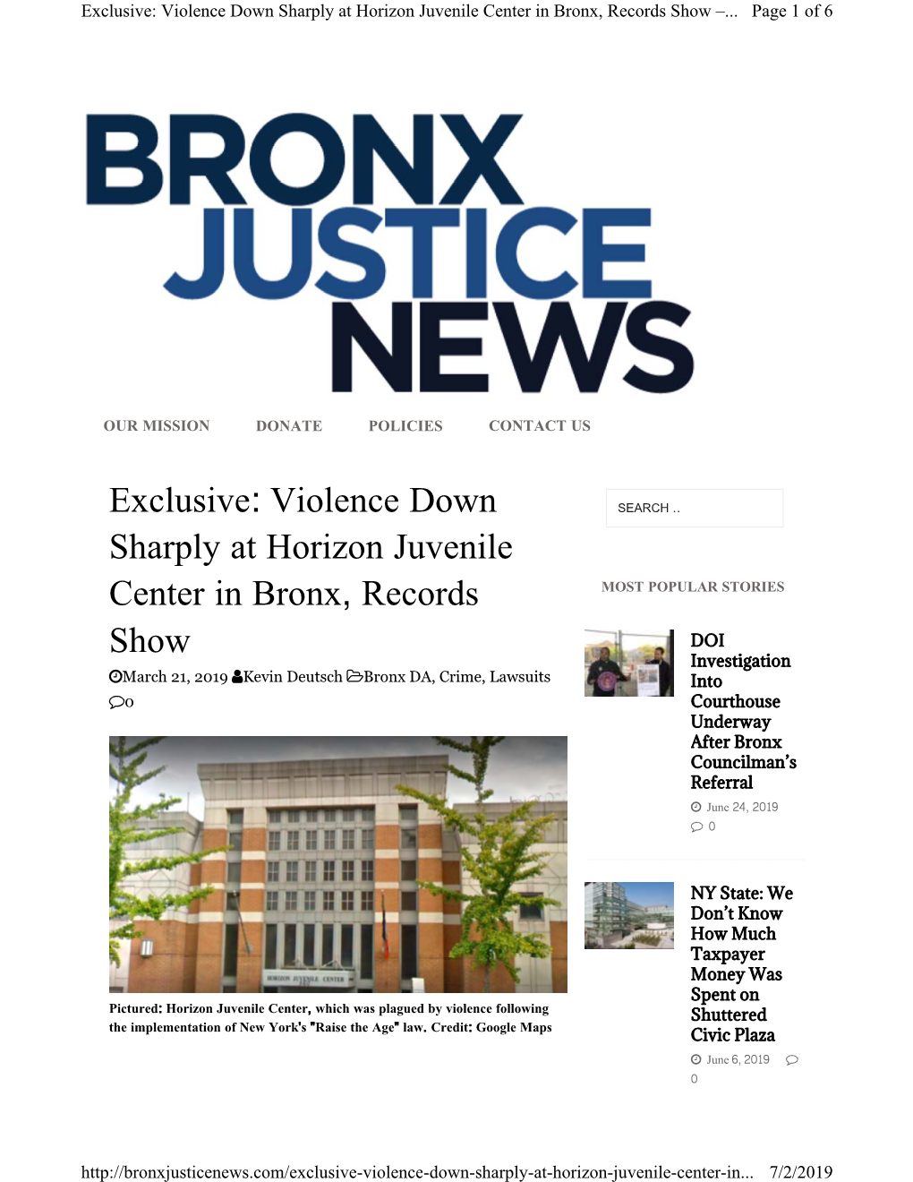 Exclusive: Violence Down Sharply at Horizon Juvenile Center in Bronx, Records Show –