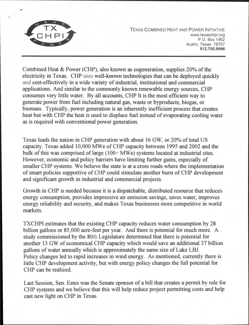 Combined Heat & Power (CHP), Also Known As Cogeneration, Supplies