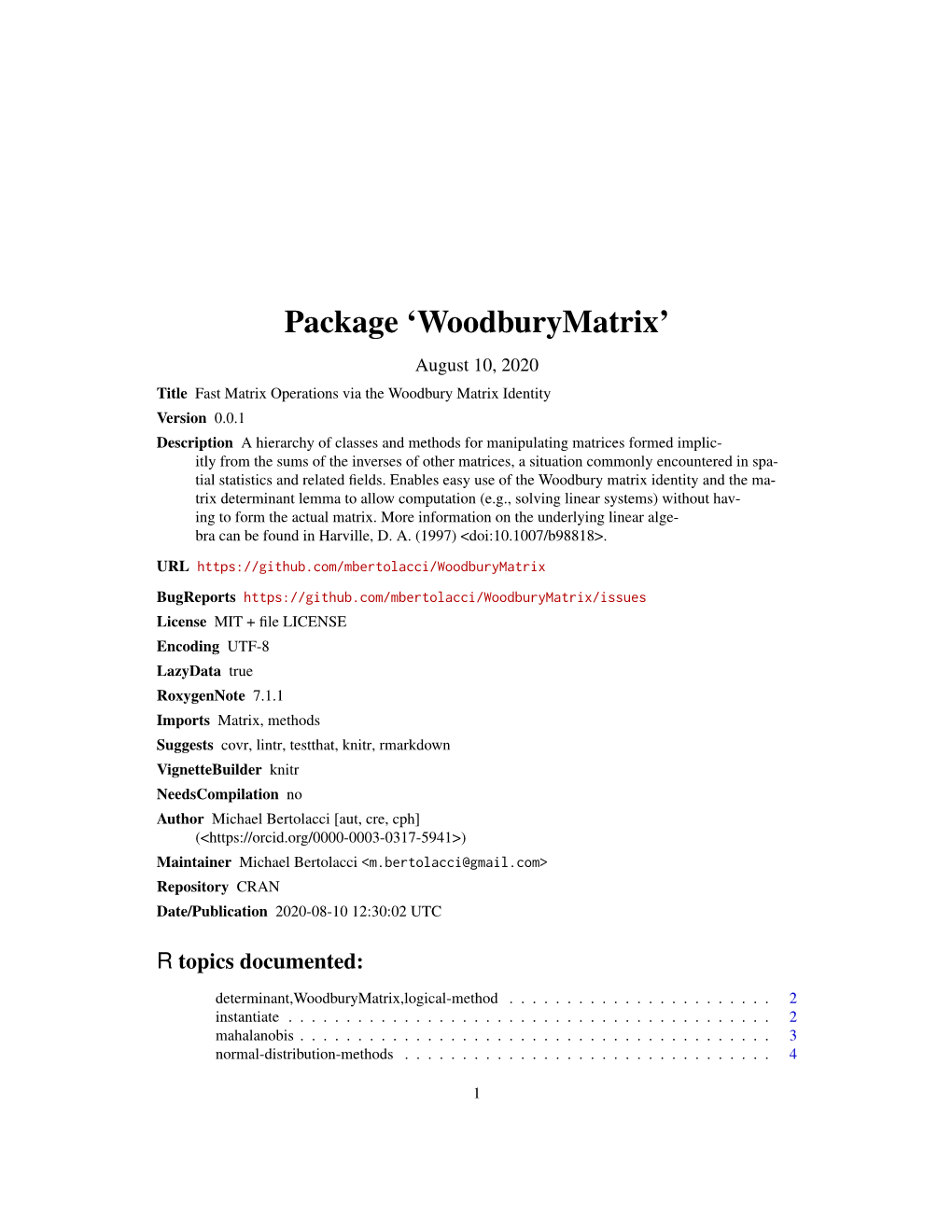 Package 'Woodburymatrix'