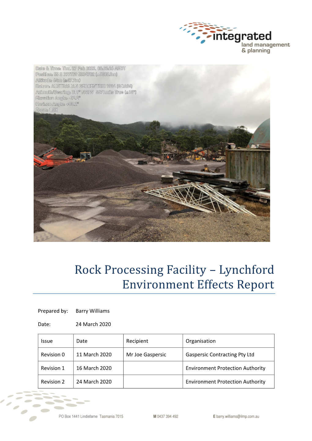 Gaspersic Contracting Pty Ltd, Rock Processing Facility, Lynchford