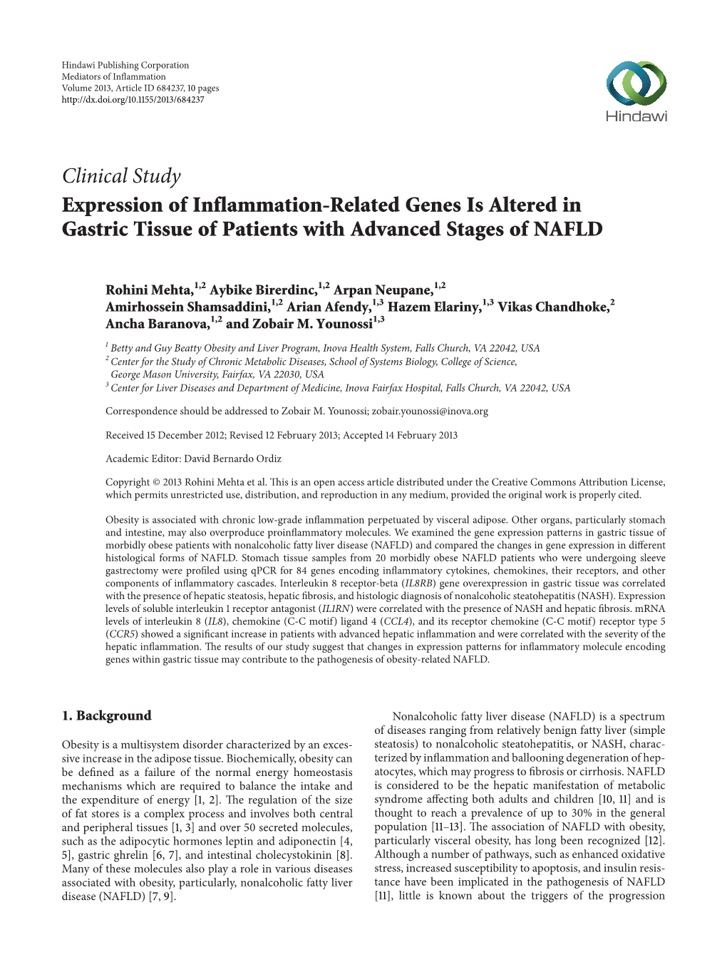 Expression of Inflammation-Related Genes Is Altered in Gastric Tissue of Patients with Advanced Stages of NAFLD