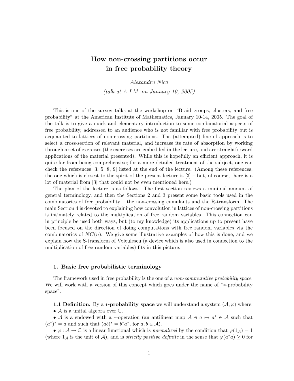 How Non-Crossing Partitions Occur in Free Probability Theory