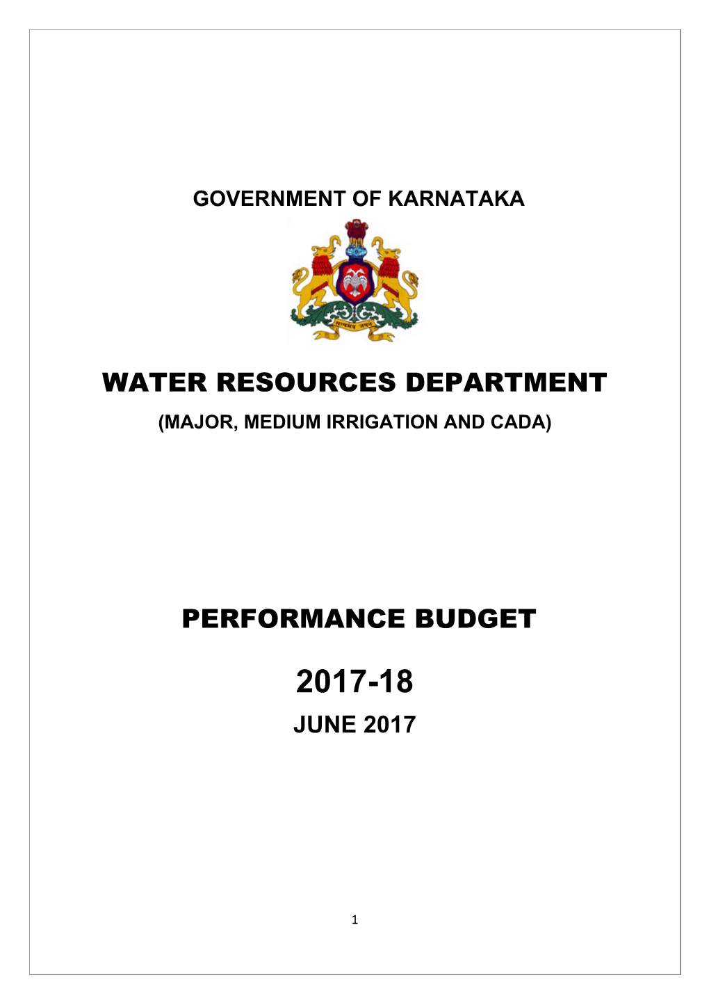 Water Resources Department Performance Budget