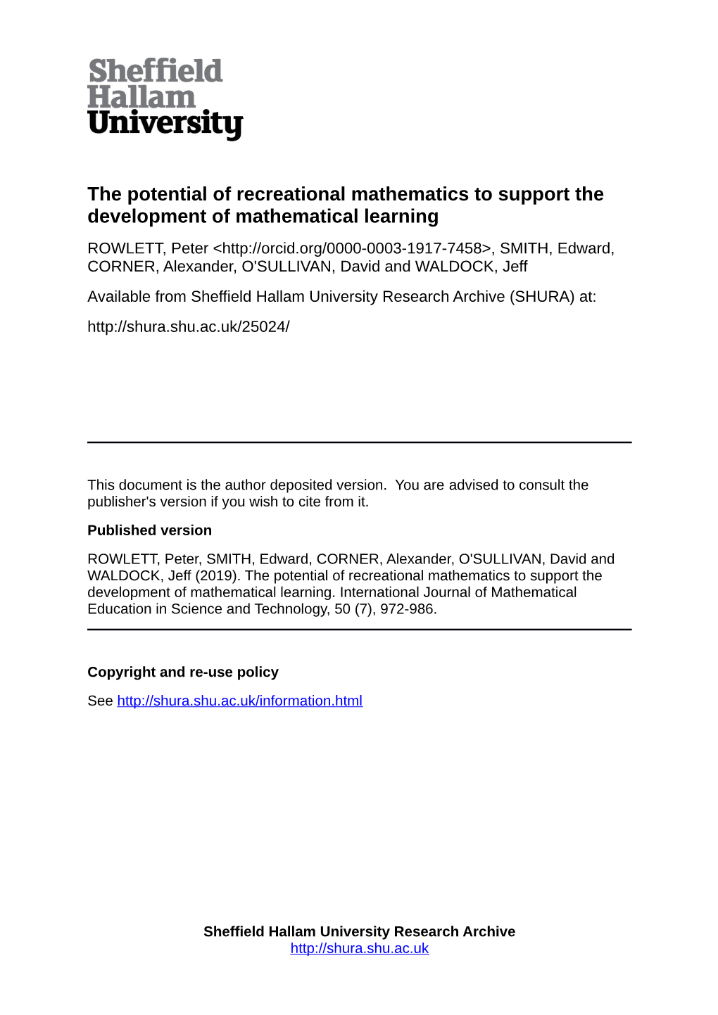 The Potential of Recreational Mathematics to Support The