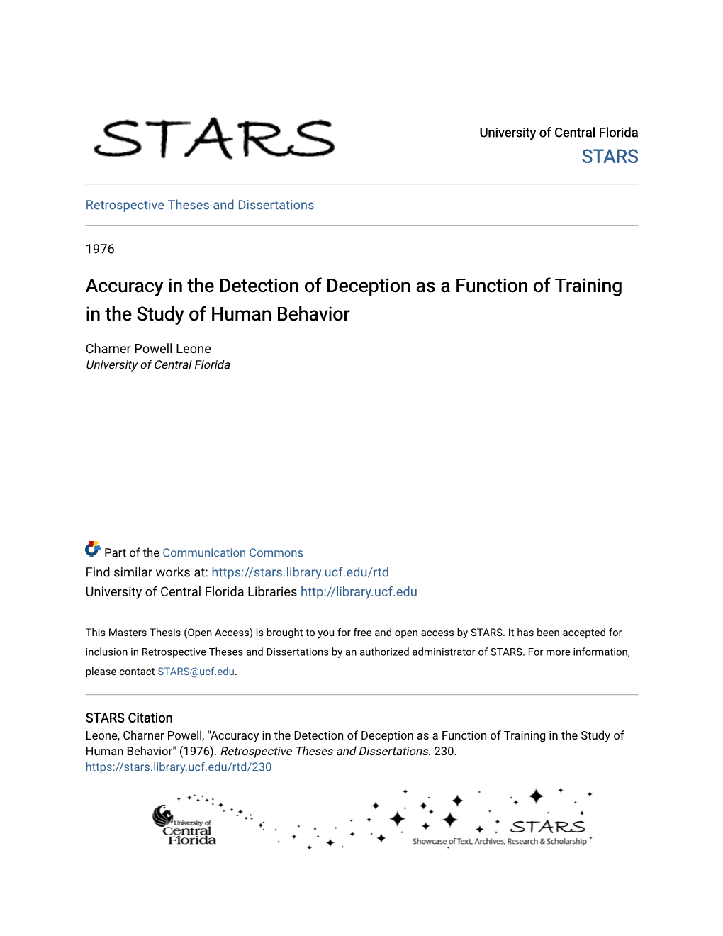 Accuracy in the Detection of Deception As a Function of Training in the Study of Human Behavior