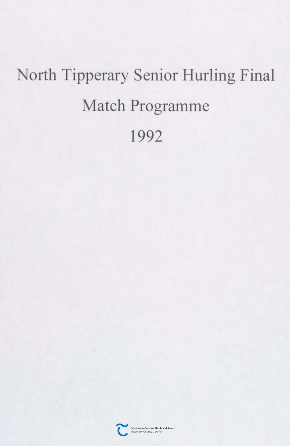 North Tipperary Senior Hurling Final Match Programme