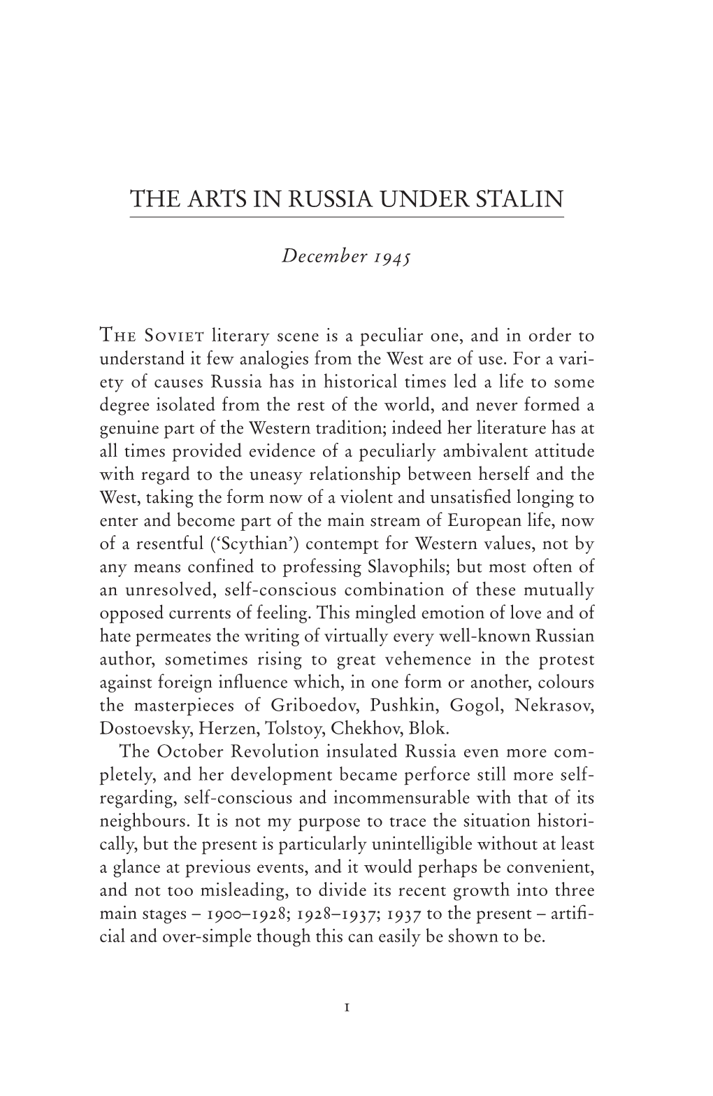 The Arts in Russia Under Stalin