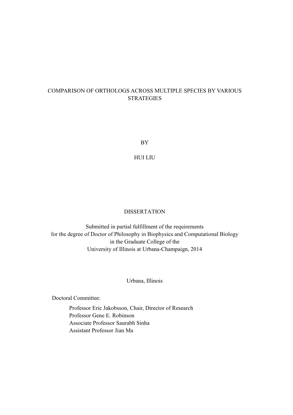 Comparison of Orthologs Across Multiple Species by Various Strategies