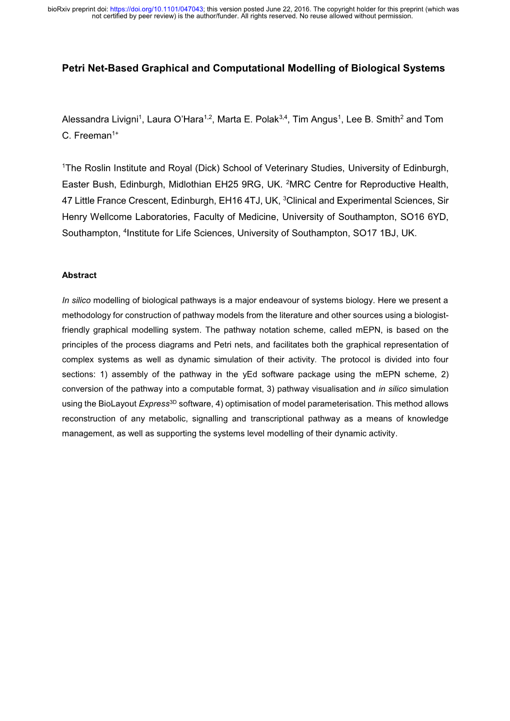 Petri Net-Based Graphical and Computational Modelling of Biological Systems