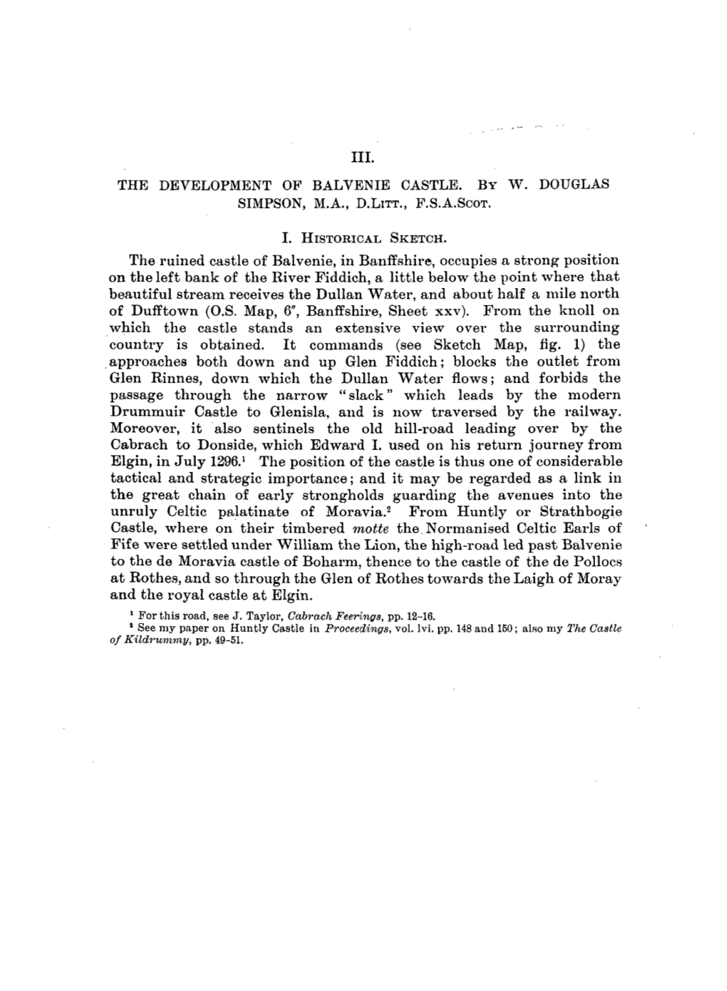 The Development of Balvenie Castle. by W. Douglas