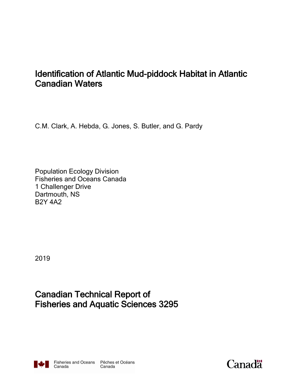 Identification of Atlantic Mud-Piddock Habitat in Atlantic Canadian Waters