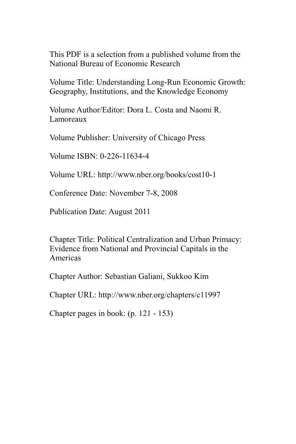 Political Centralization and Urban Primacy: Evidence from National and Provincial Capitals in the Americas