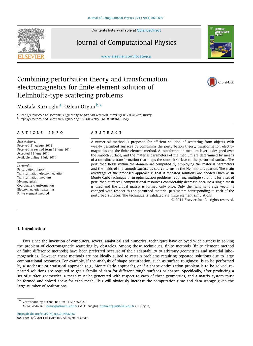 Combining Perturbation Theory and Transformation Electromagnetics for Finite Element Solution of Helmholtz-Type Scattering Probl