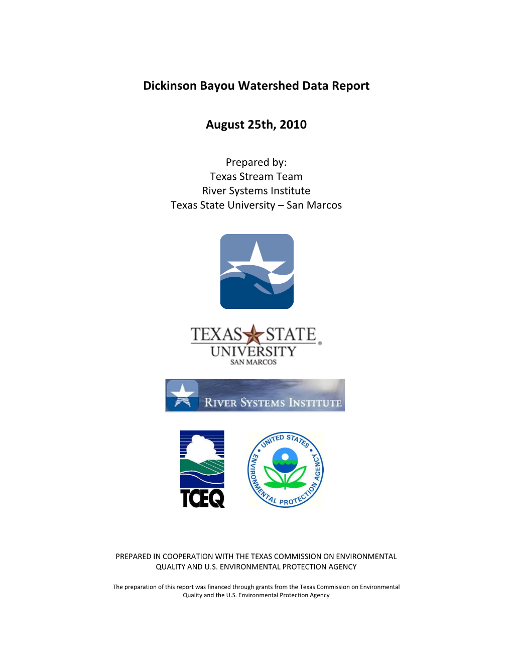 Dickinson Bayou Watershed Data Report