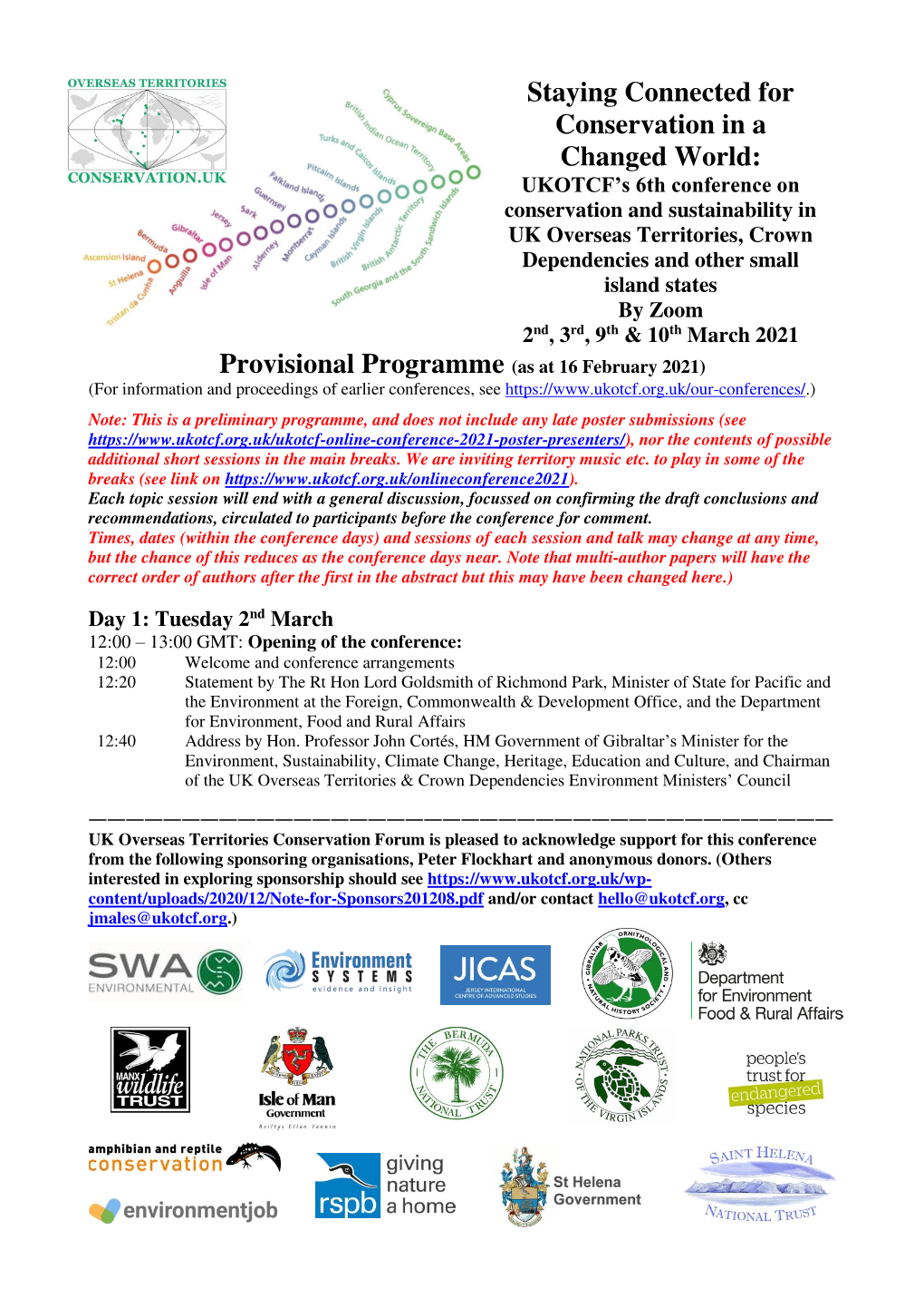 Programme (As at 16 February 2021) (For Information and Proceedings of Earlier Conferences, See