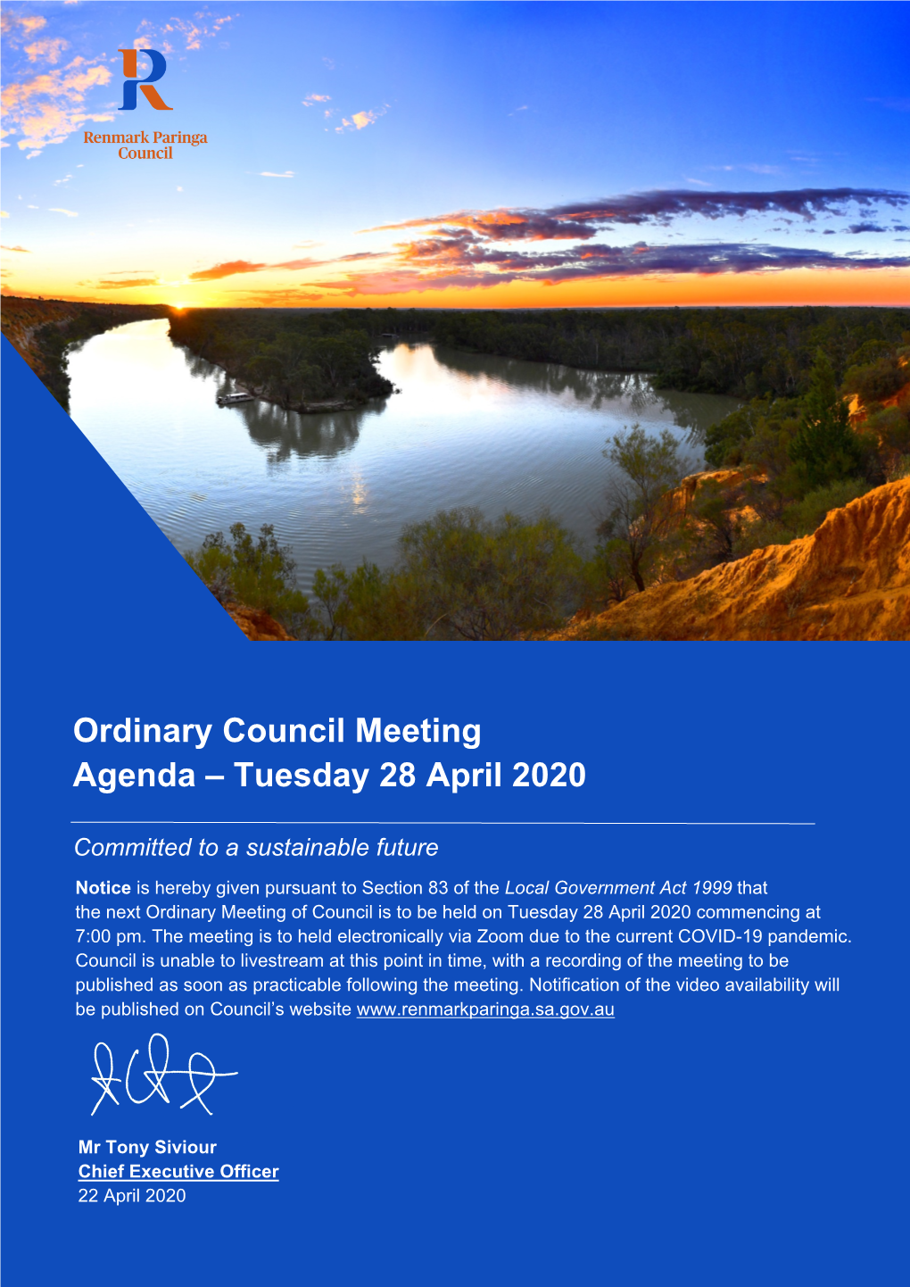 Ordinary Council Meeting Agenda – Tuesday 28 April 2020
