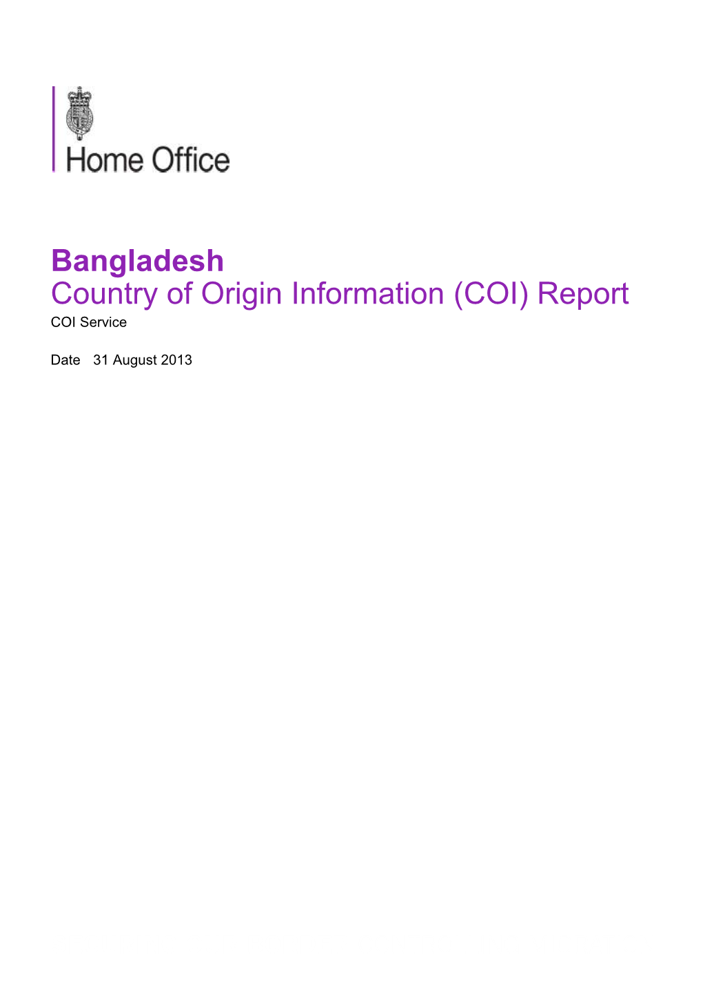 Bangladesh Country of Origin Information (COI) Report COI Service