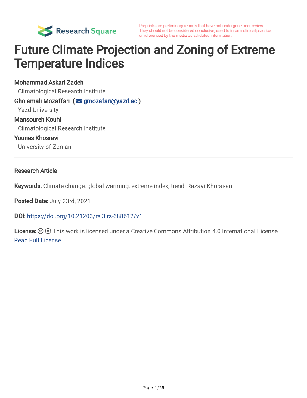 Future Climate Projection and Zoning of Extreme Temperature Indices