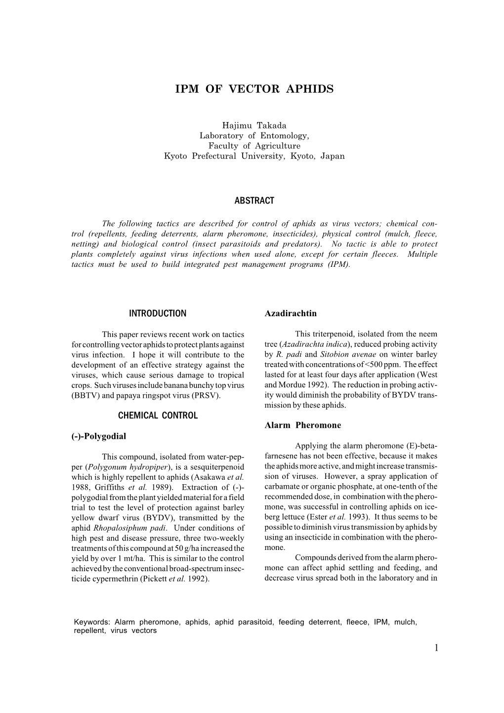 Ipm of Vector Aphids