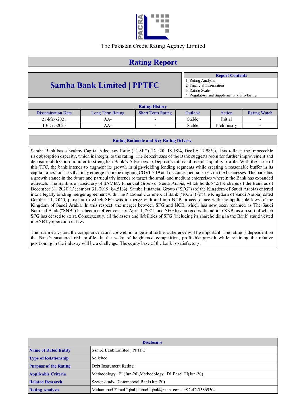 Samba Bank Limited | PPTFC 2