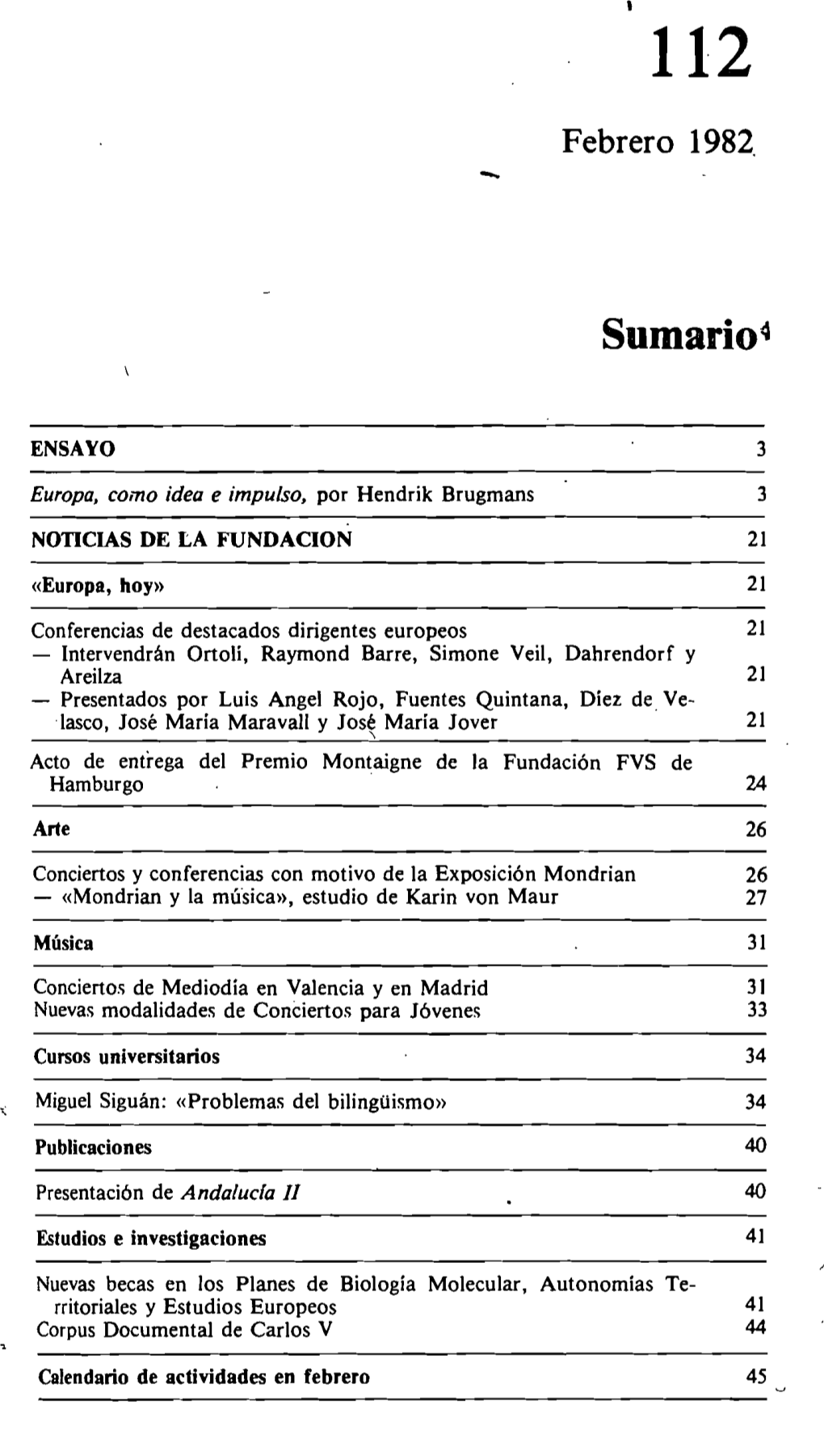 Boletín N° 112 Febrero De 1982