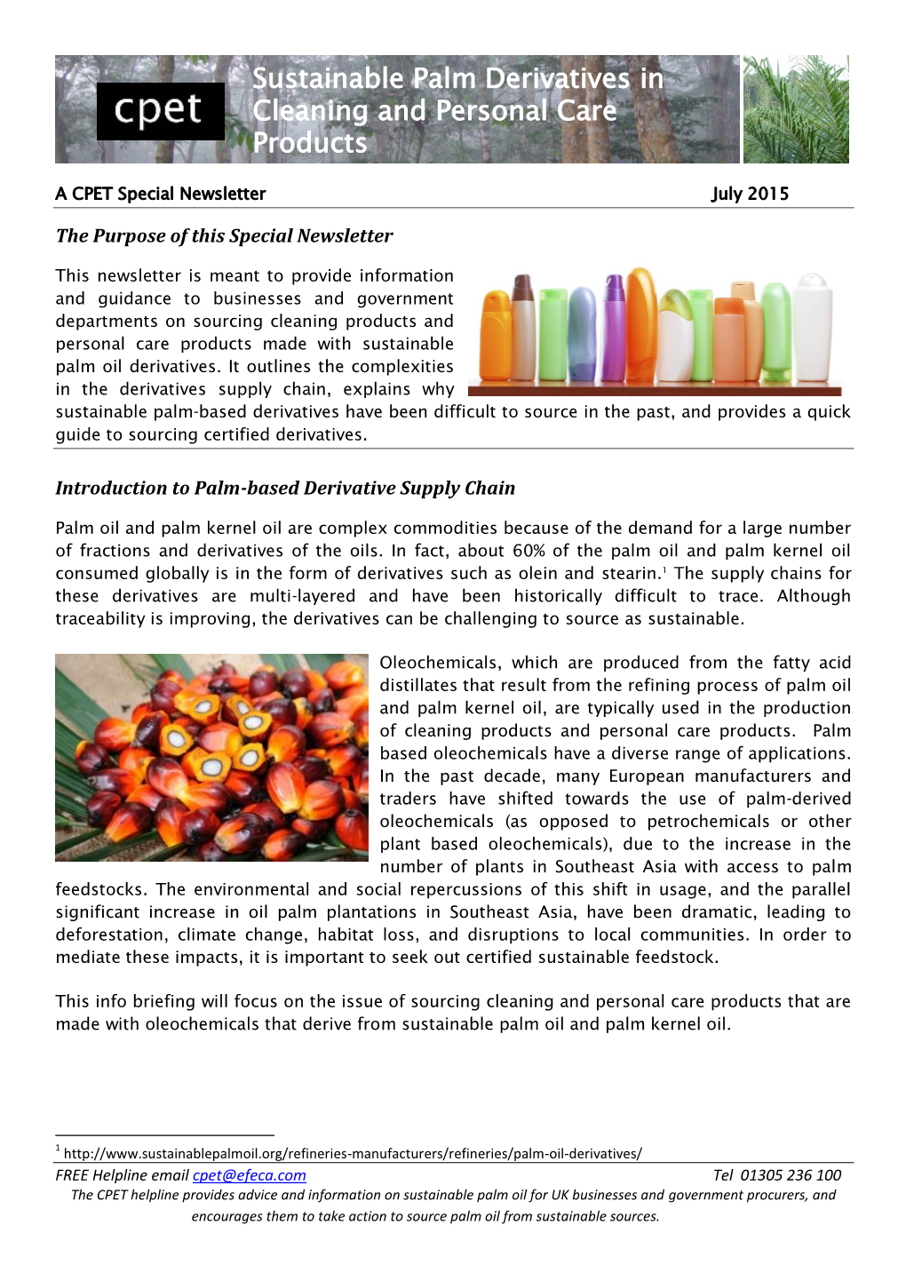 Sustainable Palm Derivatives in Cleaning and Personal Care Products