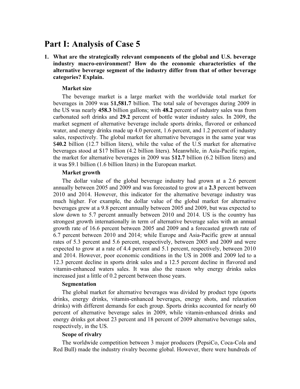 Part I: Analysis of Case 5 1