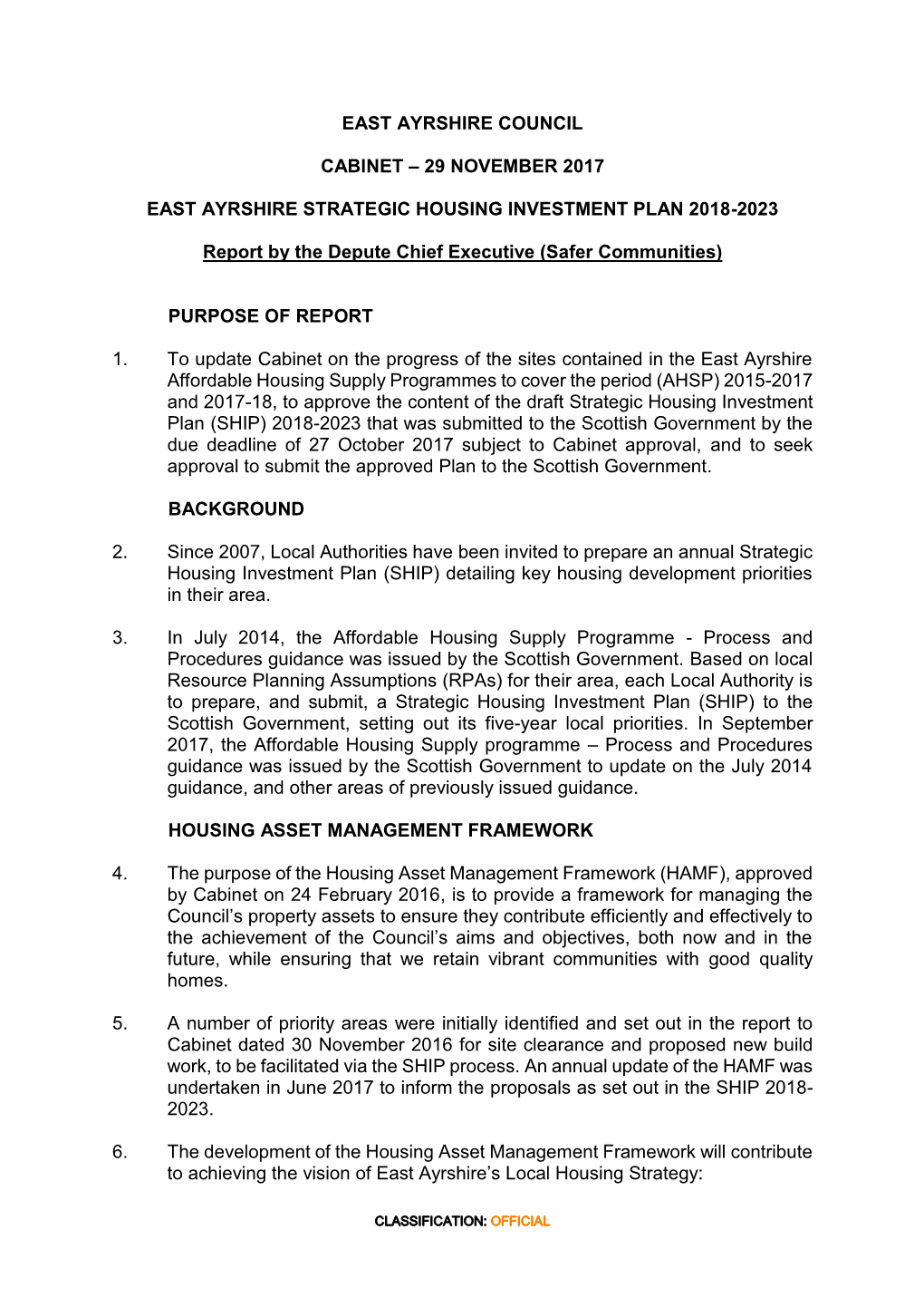 East Ayrshire Strategic Housing Investment Plan 2018-2023
