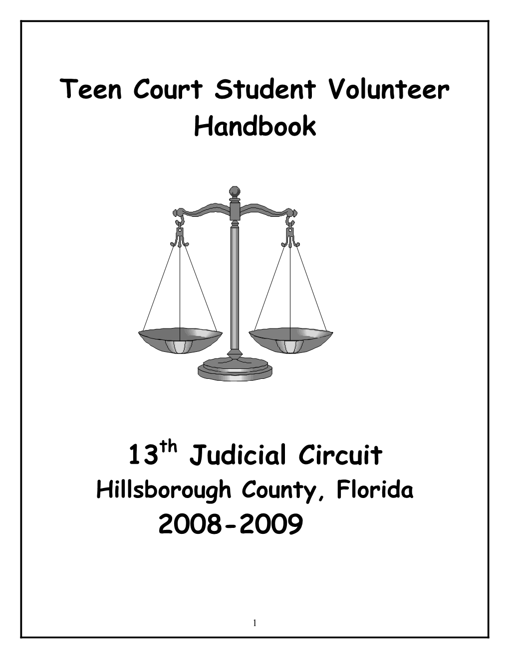 Teen Court Student Volunteer Handbook 13Th Judicial Circuit