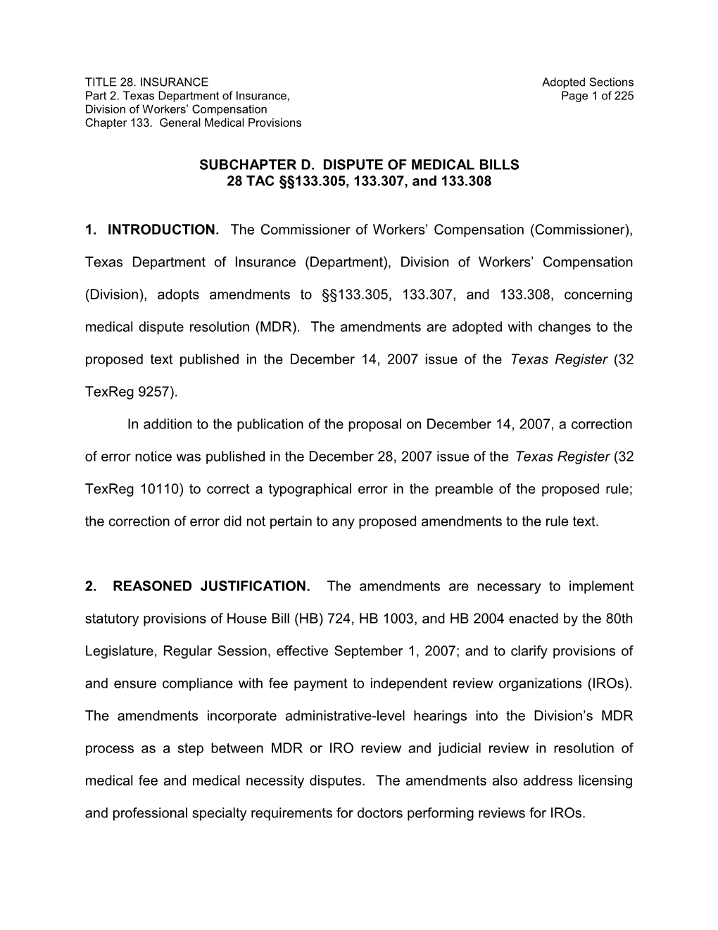 TITLE 28. INSURANCE Adopted Sections