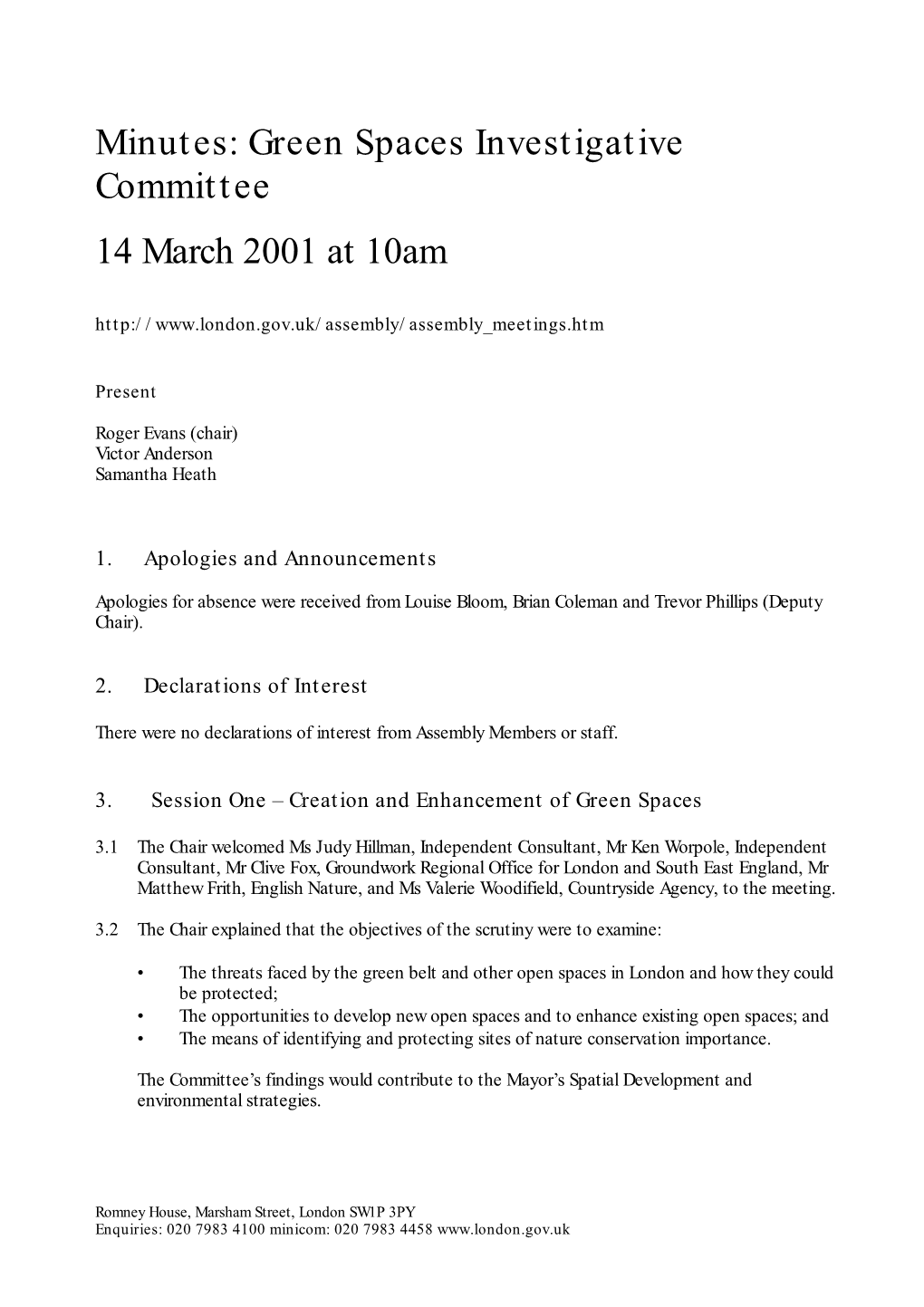 Waste Recycling Investigative Committee Minutes 27/02/01