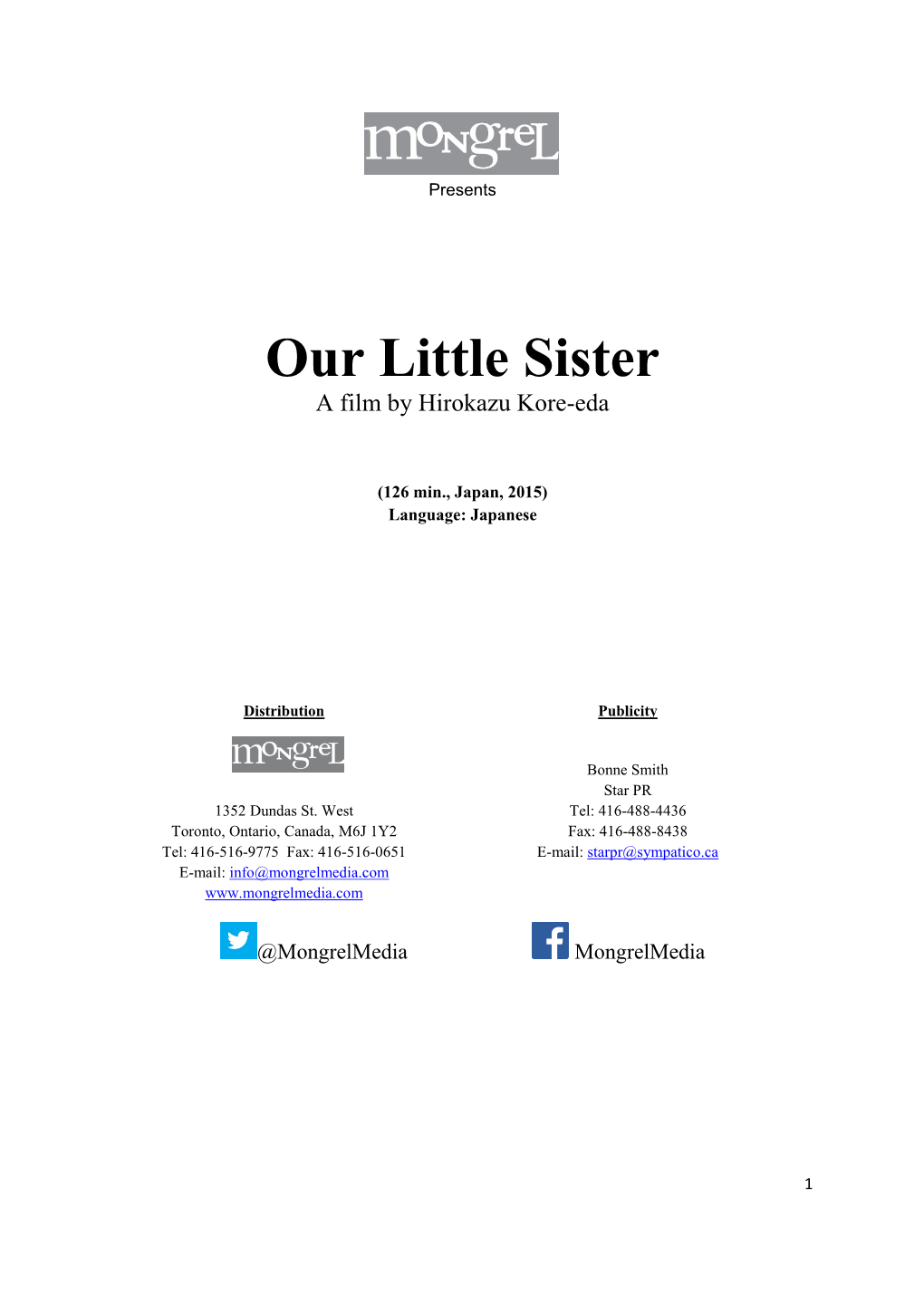 Our Little Sister a Film by Hirokazu Kore-Eda