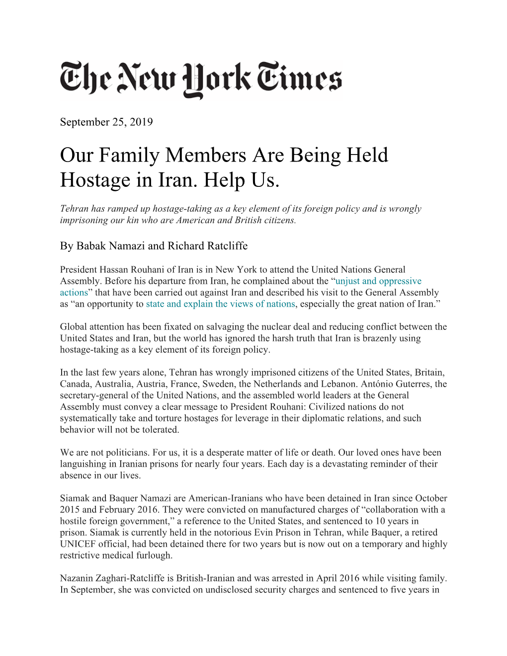 Our Family Members Are Being Held Hostage in Iran. Help Us