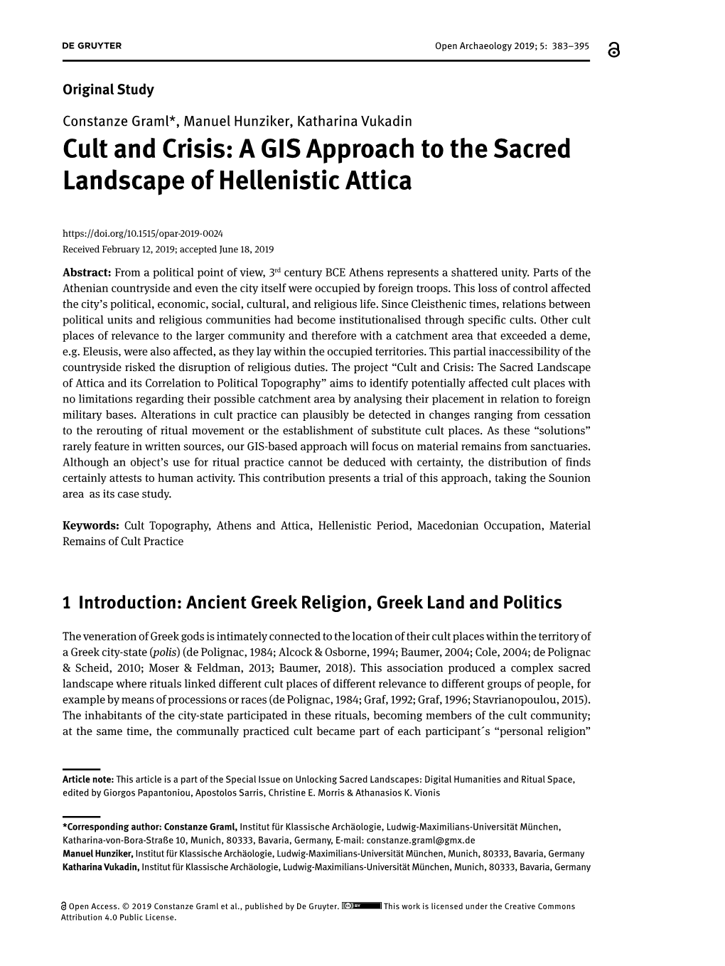 Cult and Crisis: a GIS Approach to the Sacred Landscape of Hellenistic Attica