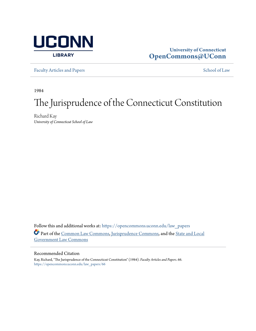 The Jurisprudence of the Connecticut Constitution