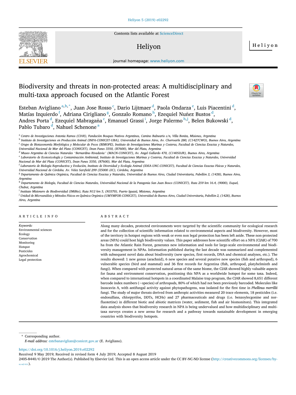 Biodiversity and Threats in Non-Protected Areas: a Multidisciplinary and Multi-Taxa Approach Focused on the Atlantic Forest