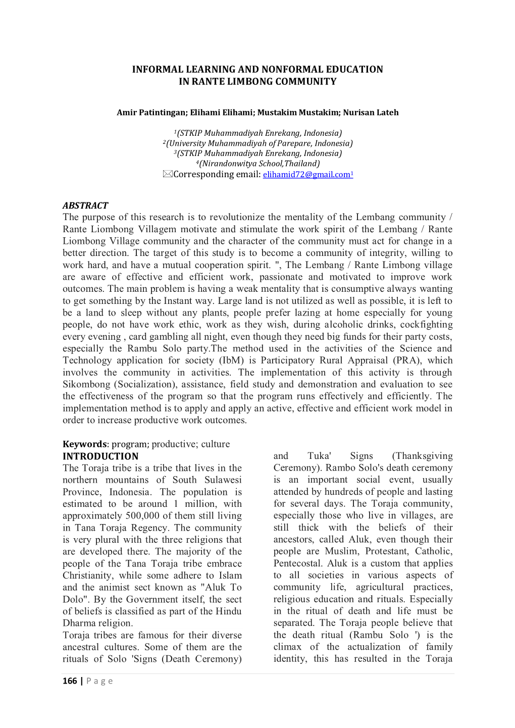 Informal Learning and Nonformal Education in Rante Limbong Community