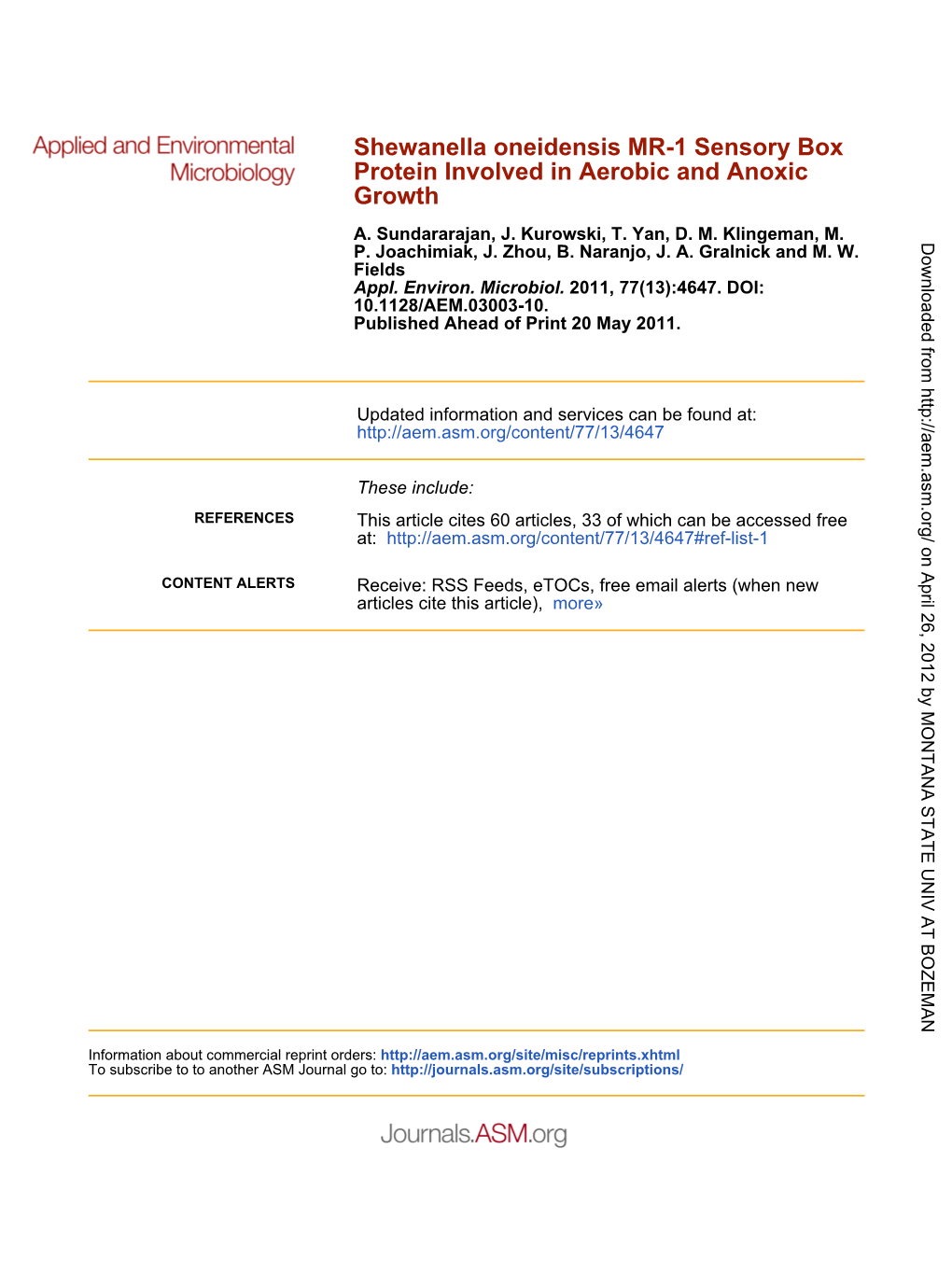 Growth Protein Involved in Aerobic and Anoxic Shewanella Oneidensis