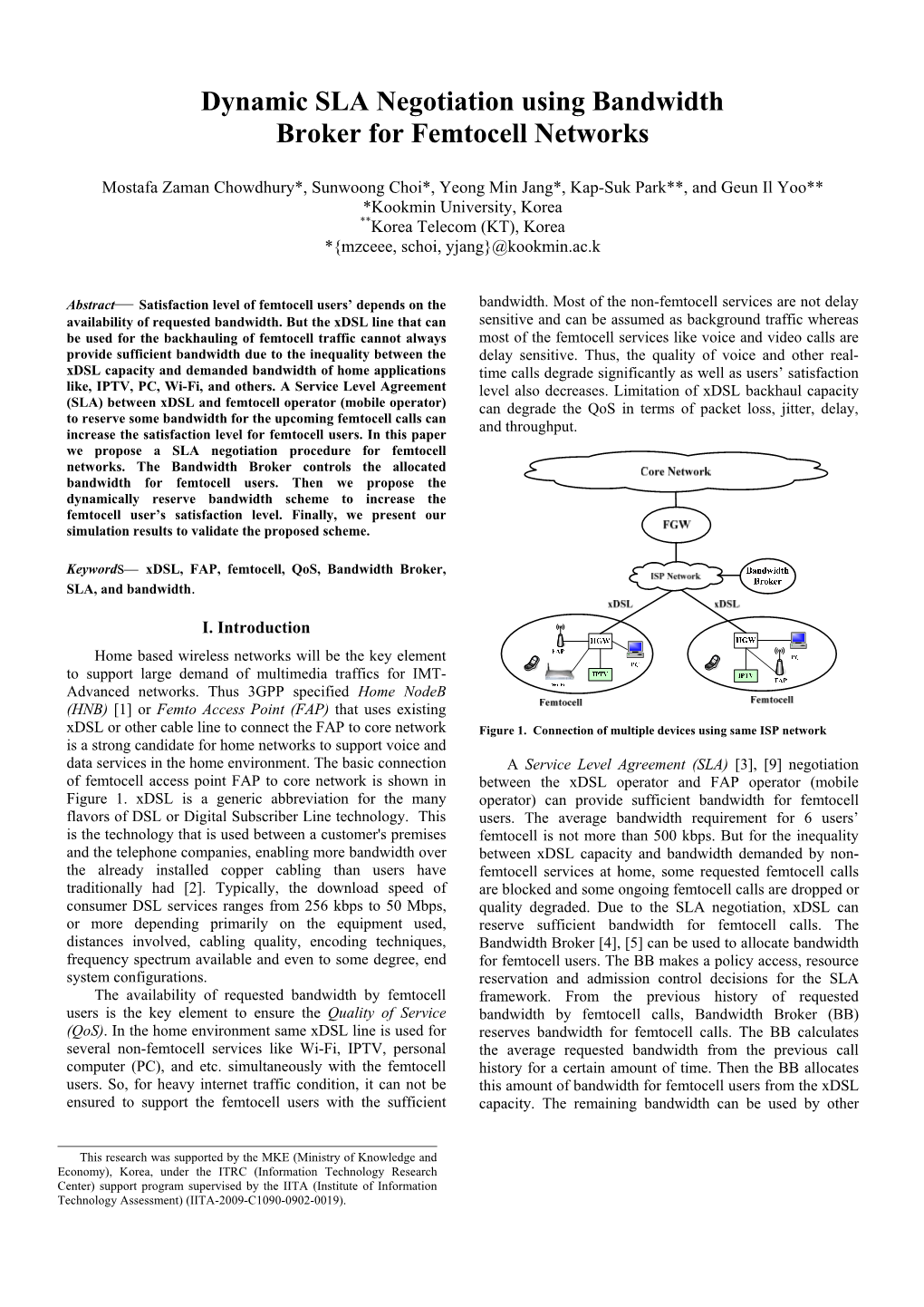 Dynamic SLA Negotiation Using Bandwidth Broker for Femtocell Networks