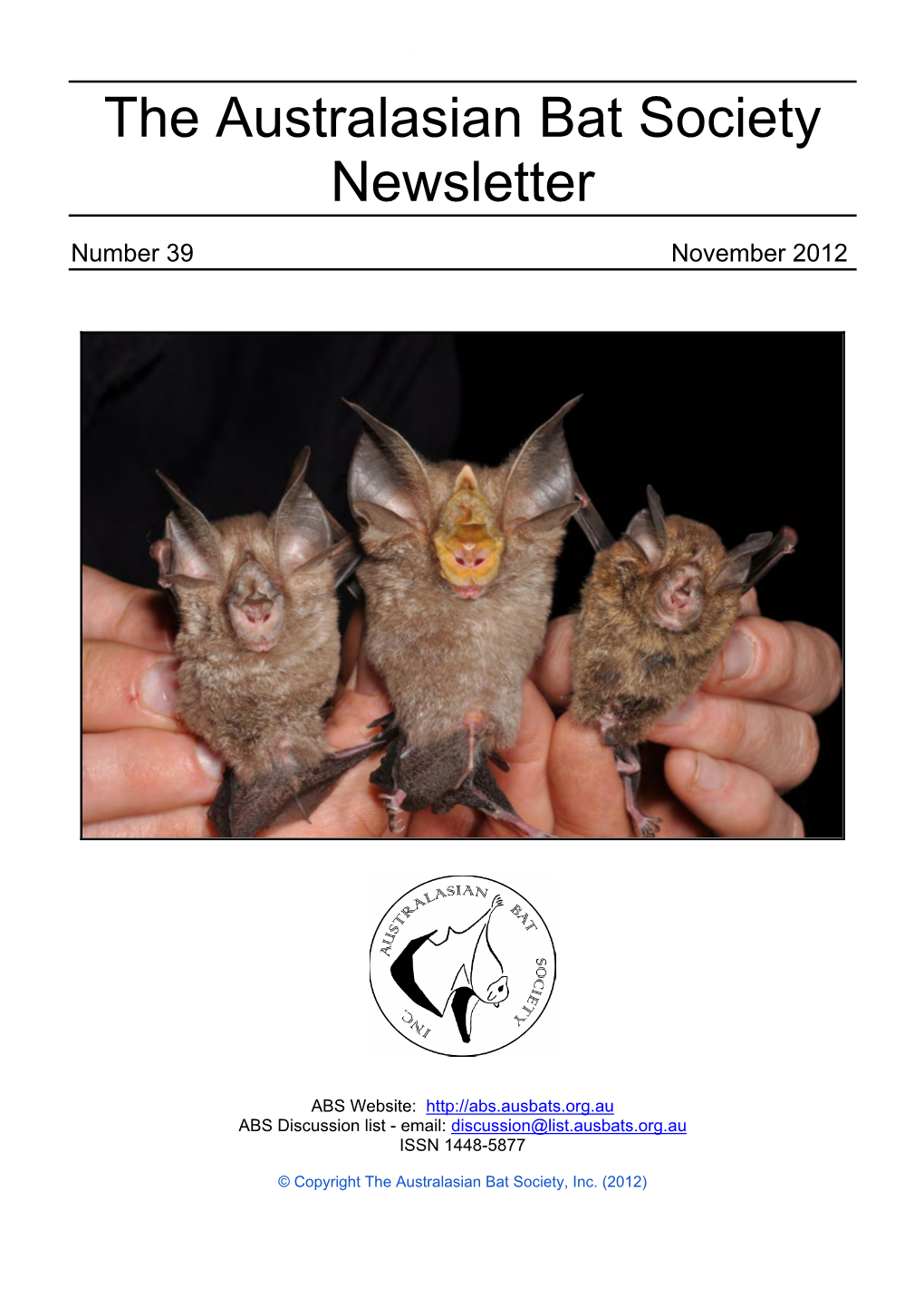 The Australasian Bat Society Newsletter, Number 31, Nov 2008