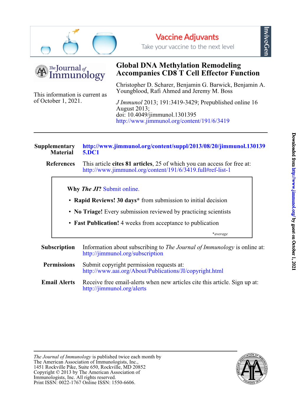 Accompanies CD8 T Cell Effector Function Global DNA Methylation