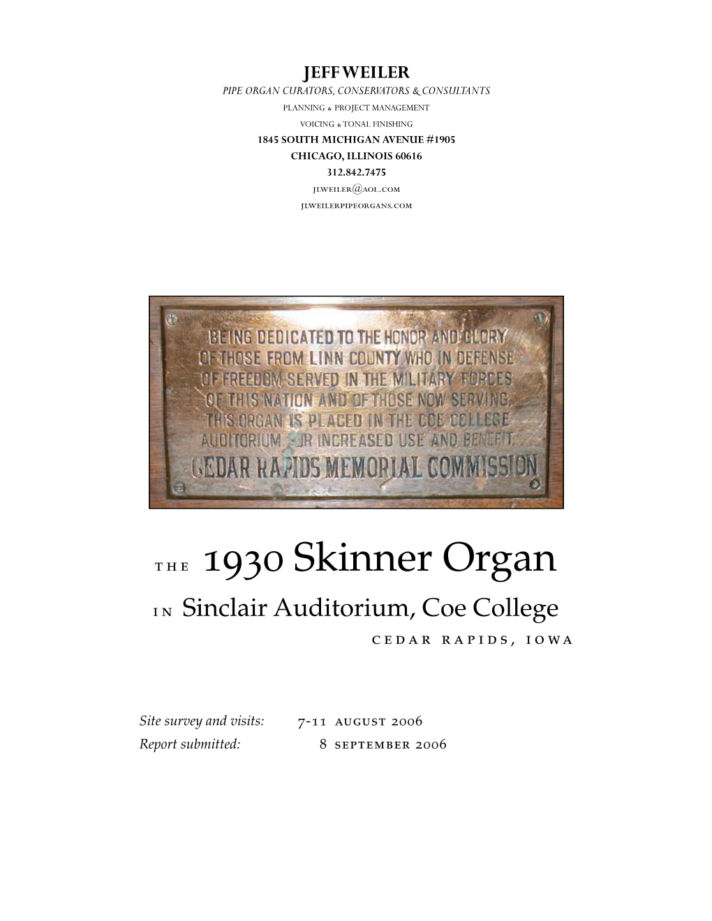 The 1930 Skinner Organ 8 September 2006 — Page 